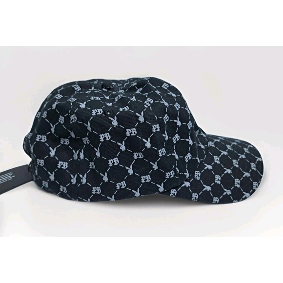 Playboy PacSun Strapback Hat Black Gray Cap All Over Print Logo StrapBack - Picture 5 of 6
